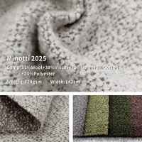 Tissu d'ameublement extensible confortable et luxueux en bouclette, teint en fil, mélange laine, viscose et coton, pour canapé et textiles de maison
