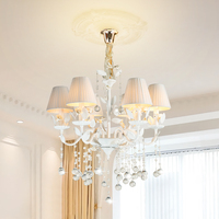 Décoration florale moderne en fer blanc pour salon chambre restaurant lustre en cristal de luxe simple