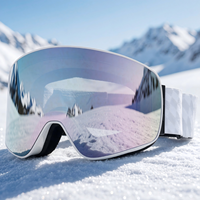 Masque de ski OEM/ODM avec logo personnalisé, anti-buée, protection UV400, lentille photochromique en polycarbonate, sangle réglable, monture TPU, design à bordure complète