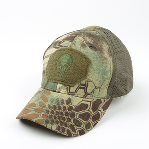 Casquette de baseball tactique en maille avec patch tête de mort, camouflage, pour entraînement extérieur, unisexe, respirante, imperméable, style trucker - Product Image 4