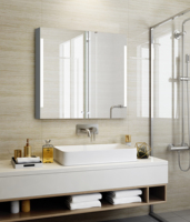 Kabinet Obat Led Ukuran Besar, Led Pembesar Hotel Cermin Cukur Barang Rumah dengan Jam Kabinet Kamar Mandi Aluminium