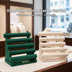 Expositor de Pulseras de Terciopelo de Múltiples Niveles, Organizador de Joyas Apilable para Brazaletes, Relojes y Collares RODEN/OEM R26-JDS067 - Product Image 2