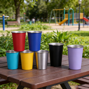 Gobelets de fête en métal incassables bleus de 16 oz (450 ml), tasses à vin, tasses de voyage d'extérieur empilables, mugs à bière en acier inoxydable, aluminium - Product Image 1
