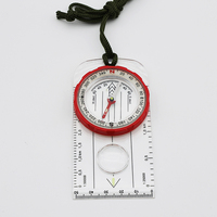Boussole de navigation portable multifonctionnelle légère, étanche et antichoc pour le camping, avec pointeur, loupe et règle luminescente