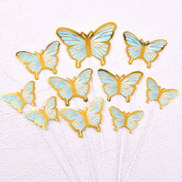 Décorations de gâteau d'anniversaire Jurui, papillons en papier, créatifs et élégants, lot de 10, embellissements pour pâtisserie, modèle HD17