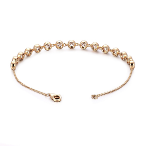 Pulsera de oro real de 750 para mujer con engaste de bisel, diamante CVD de talla brillante redonda, pulsera de media esfera ajustable, joyería de moda de oro de 18k. - Product Image 2