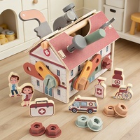 Ensemble d'outils en bois pour pompier, jouet STEM, kit de construction pour jeu d'imitation, cadeau éducatif Montessori pour l'apprentissage de l'ingénierie pour enfants