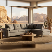 Clouds Modulares Modernes Ecksofa-Set Wohnzimmer Creme Wind Silent Cotton Leinen Abnehmbar Waschbar Stoff Schwamm Edelstahl