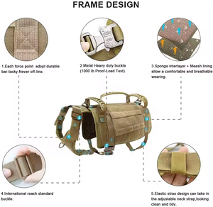حار بيع دائم النايلون التكتيكي الكلب تسخير عاكس لا سحب الكلب سترة تسخير للكلاب المتوسطة والكبيرة - Product Image 2