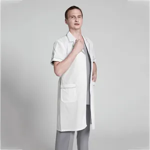 Factory Price Breathe High-Elastic Operating Room Sanatorium Doctor Cotton Scrub Sets Short Sleeves Tops Pants Uniform Men Women