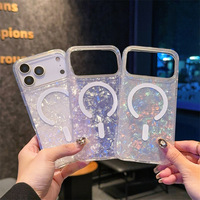 Coque de luxe à motif scintillant magnétique pour iPhone 17, compatible iPhone 17 16 15 14 Pro Max, pour femmes et jeunes filles