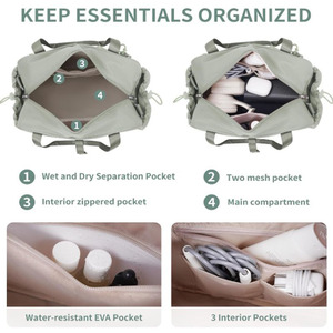Bolso de Mano de 7L con Separación para Artículos Húmedos y Secos, con Correa Cruzada, para Gimnasio, Yoga, Viajes, Uso Diario y Cosméticos - Product Image 2