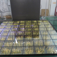 Plancher de danse à miroir LED 3D infini avec panneau LED RGB scintillant, deux effets, intensité réglable pour mariages et clubs