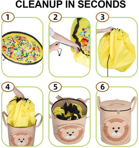Cestino pieghevole dell'organizzatore del sacchetto di immagazzinaggio rapido del giocattolo del feltro all'aperto di stoccaggio del giocattolo con il tappetino da gioco per i bambini - Product Image 5