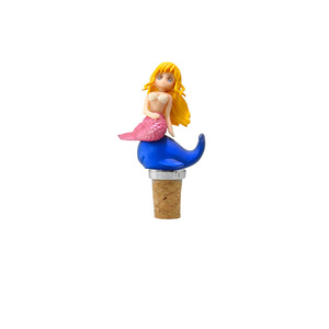Blonde Mermaid Wine Stopper Cork With Blue Whale Base For Red Wine Champagne Spirits Glass Bottles - Product Image 1