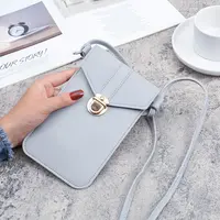 Dokunmatik ekran cep telefonu çantası Smartphone cüzdan deri omuz askısı çanta kadın çantası Iphone cüzdan omuz çantaları