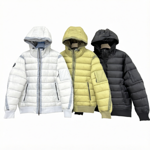 Men's Hooded Down Coat <b>Lightweight</b> <b>Puffer</b> <b>Jacket</b> Solid Color Zipper Closure Casual Outerwear with Pockets - Product Image 1