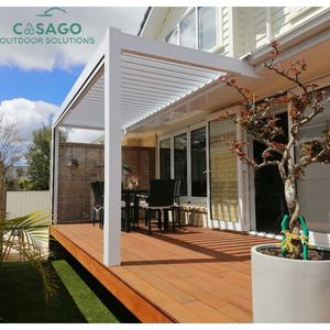 Motorized Aluminum Pergola with Adjustable Louvered Roof, Waterproof Garden <strong>Gazebo</strong> <strong>for</strong> Outdoor Garden <strong>Patio</strong> Poolside - Product Image 6