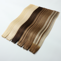 Rambut Asli Brasil Remy Grade 12A+ Model Lurus Bergelombang, Ekstensi Rambut Genius Single Weft Super Tipis Tak Terlihat, Dapat Dipotong