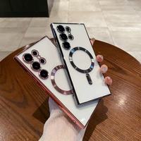 Étui de téléphone portable transparent souple avec anneau magnétique, motif CD, cadre antichoc en TPU, design luxueux électroplaqué