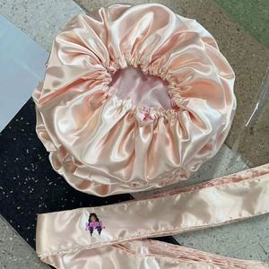 Gorros de Satén con Logotipo Personalizado y Envolturas para el Cabello, Gorro de Dormir Reversible de Doble Capa para Mujer, Regalo - Product Image 2