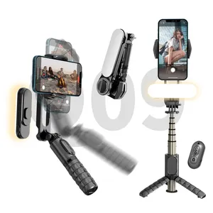 Q09 trépied de Selfie de téléphone, mode de prise de vue professionnelle, stabilisateur de cardan amovible, lumière de remplissage, télécommande