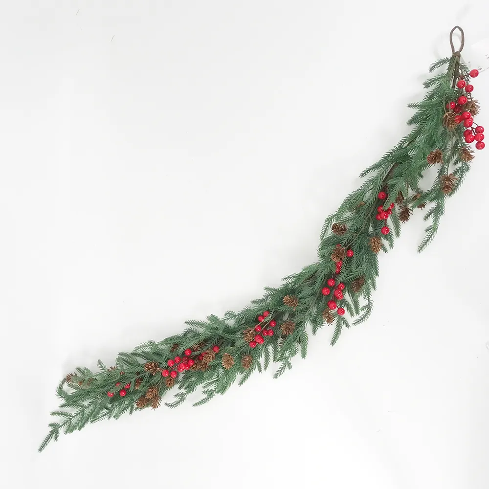 Red Berry Christmas Vine Artificial Norfolk Garland Christmas Berry Garland With Pine Cones For Holiday Xmas Home Decor