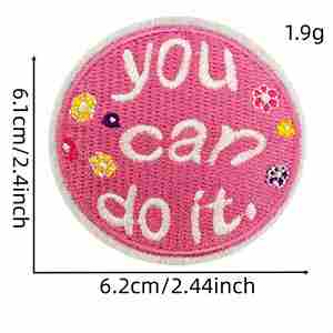 New Iron on pink Tones Embroidered Cartoon Inspirational English Patches for Decorative Clothing Bags <b>Accessories</b> - Product Image 4