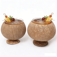 Gobelets personnalisés créatifs écologiques recyclables en coquille de noix de coco naturelle pour les fêtes, les desserts, les boissons, les jus, le lait, le thé, les boissons alcoolisées
