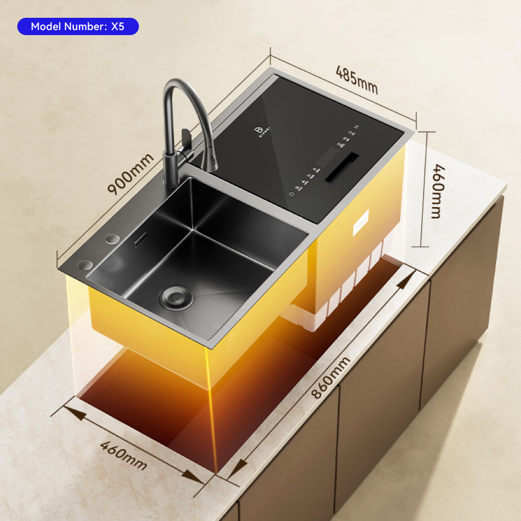 Large Capacity Smart Dishwasher Machine Stainless Steel with Disinfection Drying Drawer for Household Use Electric Power Source