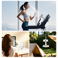 Ventilateur de camping portable 5 vitesses, rechargeable 5000 mAh, éclairage LED, fonctionnement silencieux, design pliable, USB pour voiture, maison et extérieur