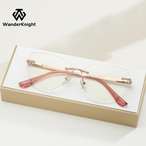 <span class=keywords><strong>Occhiali</strong></span> <span class=keywords><strong>da</strong></span> <span class=keywords><strong>vista</strong></span> senza cornice <span class=keywords><strong>da</strong></span> donna alla moda rosa blu che bloccano la luce cornici ottiche per ragazze motivo animale - Product Image 5