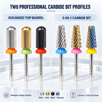 YAQIN Embout de ponceuse à ongles en carbure de tungstène 5-en-1 à tête arrondie, 3/32 pouces, OEM ODM, Vente en gros personnalisée