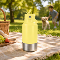 Bouteille d'eau pour chien 2 en 1 en acier inoxydable à double paroi isolée, avec logo personnalisé, capacité de 32 oz, pour animaux de compagnie, pour les voyages