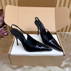 Leather-covered pointed-toe backless thin strap high heel ladies light luxury banquet casual elegant high-heeled single <b>shoe</b> - Product Image 1
