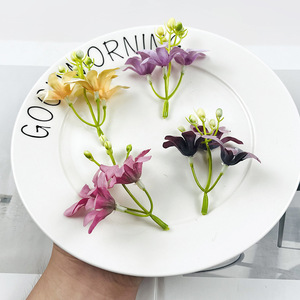 Fleur artificielle, bouquet de fleurs de pommier à 3 branches en soie, 8 cm, accessoires de décoration pour mariage et maison - Product Image 3