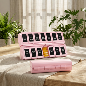 Organisateur de pilules magnétique pliable hebdomadaire 7 jours AM/PM, boîte à médicaments sans BPA, étui à pilules portable - Product Image 3