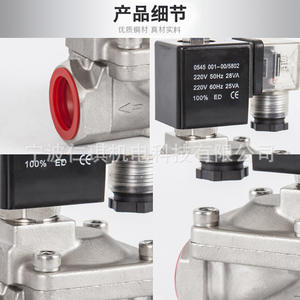 Vanne solénoïde Richain Renqi 220V AC 10-50 Bar, type pilote, en acier inoxydable, pour vapeur, eau, gaz, huile légère - Product Image 5