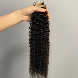 Nastro riccio non rilevabile Showjarlly nelle estensioni dei <span class=keywords><strong>capelli</strong></span> <span class=keywords><strong>capelli</strong></span> umani indiani grezzi neri naturali al 100% per <span class=keywords><strong>capelli</strong></span> afroamericani - Product Image 3