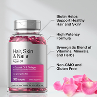 Gélules de vitamines pour cheveux, peau et ongles ODM/OEM avec biotine et collagène, enrichies à l'huile d'argan et à l'huile de coco