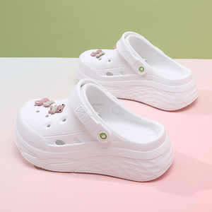 Sandalias Crocs de Suela Gruesa para Mujer, Color Beige, Tacón de 3 cm, Transpirables, de EVA, para Playa y Exteriores, Tallas 35-40 - Product Image 2