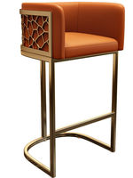 Tabouret de bar moderne et minimaliste de luxe léger avec dossier haut et structure en fer, configuration à pédale, pour usage commercial, zones de visionnage de télévision à côté de la piscine