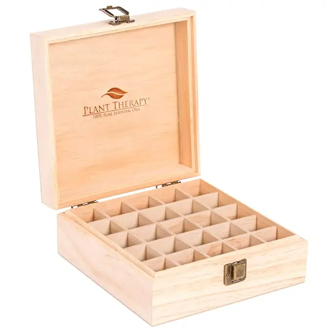 JUNJI Rustic wooden essential oil gift box packing essential oil bottle storage box with cover storage holder rack