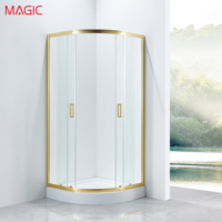 Porte coulissante de douche en verre trempé de conception européenne pour salle de bain, avec cadre en aluminium intégré, pour séparation sèche et humide