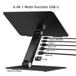 Beugel Houder Dj Metalen Notebook Base Ondersteuning Draagbare Laptop Standaard Hdmi Usb Hub Aluminium Verstelbaar Met Docking Station