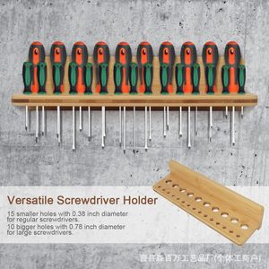 Wooden Screwdriver Holder 15 Small 10 Large Holes <b>Wall</b> <b>Mounted</b> Tool <b>Storage</b> Rack - Product Image 1
