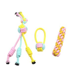 Juguetes de cuerda para perros, juego de juguetes resistentes para masticar, suministros para mascotas pequeñas, juego de tres piezas tejido a máquina - Product Image 5