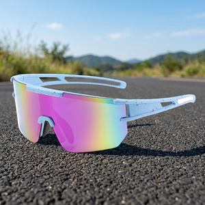 แว่นกันแดดกีฬาแบบ unisex ทรงครึ่งกรอบ เลนส์มิเรอร์ ป้องกันรังสียูวี 100% สำหรับผู้ใหญ่ ใช้กลางแจ้ง รับผลิตแบบ OEM - Product Image 5
