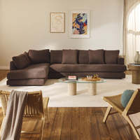 Sofá Modular en Forma de L de Lujo, con Tela Bouclé, Ideal para Salas de Estar en Apartamentos Grandes