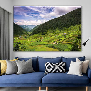 Stampa su Tela 2026 Campi a Terrazze Rurali dell'Himalaya Decorazione Murale Durevole Valle Verde per <span class=keywords><strong>Soggiorno</strong></span> - Product Image 1